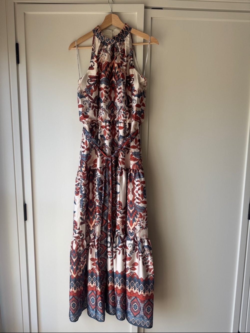 Julia Jordan Sleeveless Tiered Mock Neck Waist Tie Dress size 6 - Picture 5 of 7